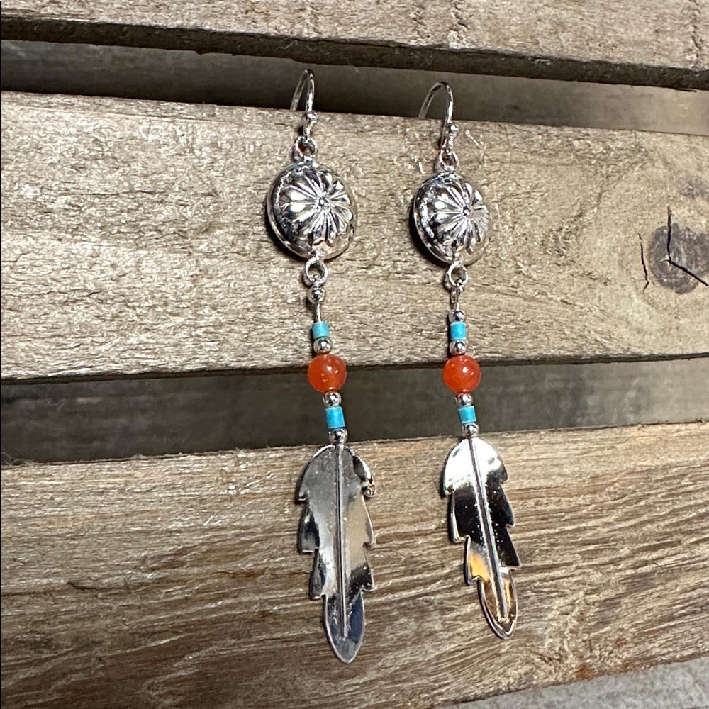 Navajo tribal Native American great shape 925 sterling silver stamped earrings - Picture 3 of 6